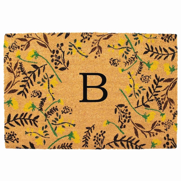 Calloway Mills Monogram Door Mat, Black, Yellow, Green, Natural, 24 in W x 36 in L 105082436B - main